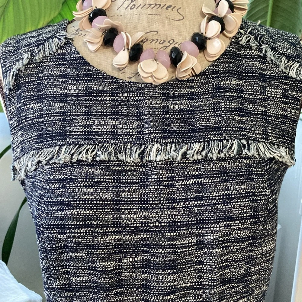 J. Crew sleeveless dress. Fringe across bust area, shoulders, and bottom hem. - Picture 2 of 6